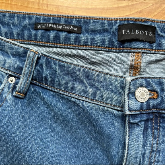Talbots WIDE LEG CROP DENIM JEANS HOFFMAN WASH WOMEN Sz 20WP Casual BOHO NWT - Picture 8 of 15